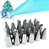 Baking Tools 26 Pcs/set Cake Icing Bag Nozzles Chocolate Fondant Cream Stainless Steel Piping Kit Pink