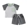 Kleidung Sets Baby Jungen Sommer Outfits Casual Kurzarm Kontrast Farbe Tops Und Kordelzug Shorts Set Kleinkind Kleidung Kind