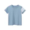 Unisex Gestreiftes Seleeve T-Shirt Jungenkleidung 2024 Sommer Kinder Kurzarm O-Ausschnitt T-Shirts Mädchen Baumwolle Top Kinder Outfit 240318