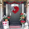 Decorative Flowers Valentine's Day Wreath Decoration Red Heart-Shaped Fabric Garland Door Decor Festival For Window Wall And