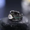 Cluster Rings Gem's Balletmilky Blue Moonstone Gemstone Handmade Ring Sterling Silver Justerbar fjädergåva till sin juni Birthstone