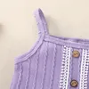 Clothing Sets Baby Girls 2PCS Shorts Sleeveless Lace Trim Button Camisole Solid Color PP