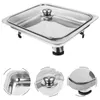 Servis uppsättningar Steam Pot Steel Buffet Fruit Tray Four-Ben Party Metal Warmer Rishes Holder Rostfri Serving Plate Bankett