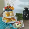 Plattor 3 Tier Glass Stand Tray Hardware Cake Putt Montering Holder Wedding Party Servering Tabeller Nej