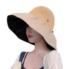 Chapeaux à large bord Summer Femmes Bucket Hat Protection UV Sun Soft Outdoor Beach Pliable Panama Cap Sunshade