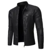 Herren Leder Kunstleder 2023 PU Casual Lederjacke Männer Frühling Herbst Mantel Motorrad Biker Slim Fit Outwear Männlich Schwarz Blau Kleidung Plus Größe S-3XL 240330