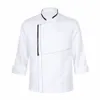 Unissex Stand Collar Chef Workwear Tops Cozinha Cook Shirt com bolsos para cozinhar Baking Homens Mulheres Food Service Waiter Costume W3jx #