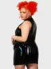 Gothique grande taille femmes en cuir verni brillant Dr 7XL Stretch Bodyc évider Mini Dr Party 6XL personnalisé discothèque Costume G2Y4 #