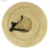 Chapéus de borda larga 15cm 12cm 18cm chapéu de palha para mulheres fita longa senhoras praia verão sol viseira boné
