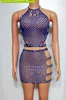 Fantastische Multi-color Sexy Holle Billen Rok Met Diamd Binding En Opknoping Hals Nachtclub Bar Prestaties Kleding B56x #