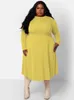 chique En Elegante Vrouw Jurk Plus Size Vrouwen Kleding Lange Stevige Hoge Stretch Geribbelde Herfst Jurk Groothandel Bulk Dropship 48nC #