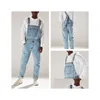 Män jeans herrar designer overalls hög midja ljus blå ny byxor mode casual länge för män s-xxxl drop leverans kläder kläder dhkmc