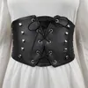 Belts Black Wide Waist Belt For Girl Coat Shirt Stretchy Corset With Self-Tie Rope