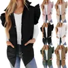 Gilet da donna Gilet imbottito medio lungo Manica con volant Button Down Cardigan velato a bolle per le donne Maglione cardigan lavorato a maglia in lega estiva