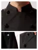 Chemise de chef noire de haute qualité, veste de cuisinier de restaurant, manteau de cuisine d'hôtel, manches Lg, vêtements de travail de serveur, uniforme de cuisine de cantine I4By #