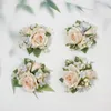 elegant White Frs Wedding Boutnier for Man Chain Silk Rose Pins Beach Wedding Bridesmaid Wrist Corsage cosas para boda G5y1#