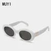 Celies Triumfal Arch White Sunglasses Women Haute Couture Ins Cat Eye Owalne okulary przeciwsłoneczne Women Sunglasses American Trend