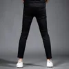 Sommer Black Ripped Jeans Männer Streetwear Casual Leichte Slim Fit Knöchel-Länge Hosen Denim Hosen R13W #