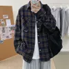 Spring and Autumn Long Sleeved Plaid Shirt for Men, Loose and Trendy, Casual and Handsome for Students, Wearing A Brushed Shirt Jacket for Outerwear