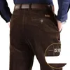 Calças masculinas cintura alta dupla plissado veludo calças outono inverno puro algodão super grande casual masculino solto comprimento total plus size 30-46