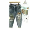 2024 New Ripped Distred Jeans Men's Streetwear Patchwork Fi Hole Hip-hop Baggy Casual Harem Retro Denim Trousers Male e1j0#