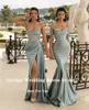 Verngo Modern Sweetheart Satyn Pale LG Prom Dres Pleats Side Slit koraliki koraliki Top Even Evening Suknie Robe de Soiree 2022 005d#