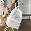 Sac à dos japonais Transparent pour adolescentes, sacs d'école transparents pour femmes, Nylon PVC couleur unie tendance blanc noir