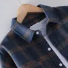 Männer Casual Hemden Business Plaid Print Wollhemd Männer Mäntel Frühling Herbst Einreiher Revers Top Tasche Männliche Strickjacke