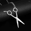 Pendant Necklaces Fashion Hiphop Jewelry Barber Hair Dresser Scissors Shear Stainless Steel Punk Unisex Men Women Choker Colar