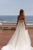 Элегантное свадебное платье трапециевидной формы Изысканное кружевное аппликация с открытыми плечами и рукавами Пушистое свадебное платье в стиле Prin на заказ u9Vc #
