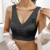 Yoga Outfit Sexy Wire Free Tops Femme Lingerie V-Col V-Col Bralette Low Back Sous-vêtements Brassiere Sans couture Respirant Dentelle Push Up Soutiens-gorge pour femmes