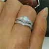 Vintage Promise Ring Set AAAAA Zircon 10kt White Gold Party Wedding Band Rings for Women Bridal Engagement Jewelry Gift