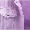 women's Denim Jacket Spring Autumn Short Coat Pink Jean Jackets Casual Tops Purple Yellow White Loose Tops Lady Outerwear KW02 U3zj#