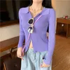 new Autumn Winter 2023 Women Cardigans Zipper Lg Sleeve V-neck Knitted Sweater Cardigan Fi Short Knitwear Solid Jumpers C5Eh#