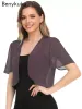 Ouvert Frt manches courtes Chiff haussement d'épaules Cardigan Fi Cover Up châle manteau armée vert noir femmes recadrée pure boléro Top 2024 w5KS #