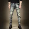 Fi Harajuku Cott uomo di lusso Slim Fit Vintage Jeans strappati Alla moda Skinny Distred Biker Retro Casual Denim Pants Uomo a71J #