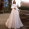 Funyue Muslim Civil Wedding Dres 2023 3D FRS Lace Satin Dr LG Sleeve Vintage Arbric Ordical Wedding Deters Z8UU#