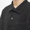 miyake Pleated Men's Casual Coat Fi Simple Loose Standing Collar Lg Sleeve Autumn New Short Jacket Top Men Clothing W5N9#