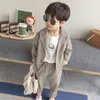 Clothing Sets Boys' Coat Pants Two-piece Suits Spring And Autumn Korea Fashion Vintage Colorful Line Plaid Treasure Suit Clothes