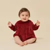 Enfants filles robes 23 hiver KS vin rouge velours maille robe de fête de noël princesse enfants bébé barboteuses tenue ensemble 240325