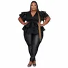 Perl plus size com decote em v roupas plissadas manga plissada bandagem blusa elegante camisas femininas encantador topo x1i5 #