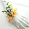 LKY FR Wedding Boutniere Groom Brooch FRS Artificial Roses Armband för brud Corsage Pins äktenskap bröllopsmän Buttol H09L#