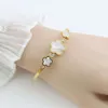 Korean Fashion Light Titanium Steel Fritillaria Three Flower Set Zirconium for Women's Small and Versatile Colorless Bracelet Jewelry