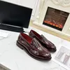 Casual Shoes Paris Loafers Shiny Calfskin Burgundy Plain Block Heels Party Style Round Toe