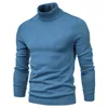 Nouveau hiver hommes pull à col roulé décontracté couleur unie pull chaud de haute qualité mince col haut manches Lg pull hommes r4im #