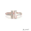 Tiffanyringly 2024 Designer Ring Double Ring 925 Serling Silver Plaed 18K Rose Gold Opening Inlaid med Diamond Half Wedding Anniversary for Women Gift med Box 836