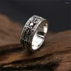 Bagues de cluster Bague d'écriture tendance pour bijoux pour hommes Rétro Argent 925 Accessoires de fête masculine Bouddhiste Bénédiction Doigt Bijou réglable