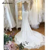 lakshmigown cetim sereia casamento dr 2023 mergulhando backl sexy nupcial dr trouwjurken vintage laço recibo vestido de casamento q9aw #