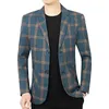 Ternos masculinos primavera xadrez negócios casual blazers jaquetas casacos finos de alta qualidade masculino magro 4xl