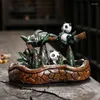 Decorative Figurines Resin Reverse Flow Incense Burner Home Decoration Semi-Manual Creative Panda Handicraft